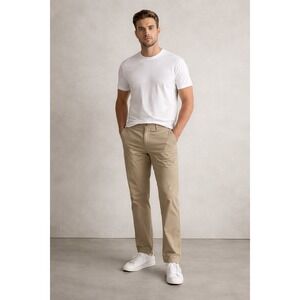 Eddie Bauer Mens Khaki Chinos Wrinkle Resistant Classic Fit Pants 35x30 Tan